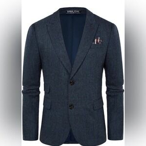 PJ Paul Jones Mens Herringbone Blazer Navy Two Button New 2XL